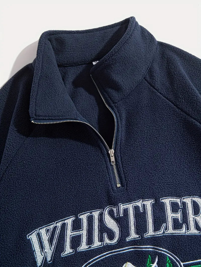 Men's Zipped Loose Lettered Sweatshirt